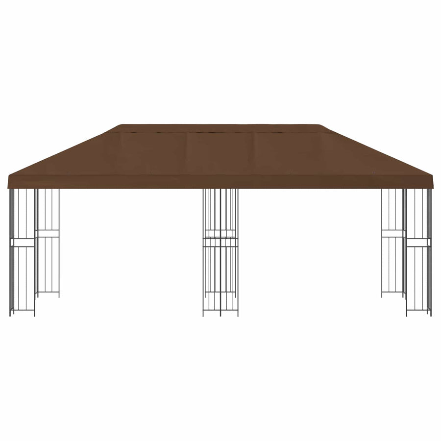 Paviljoen met zijwanden 6 x 3 m Bruin Polyester en staal 190