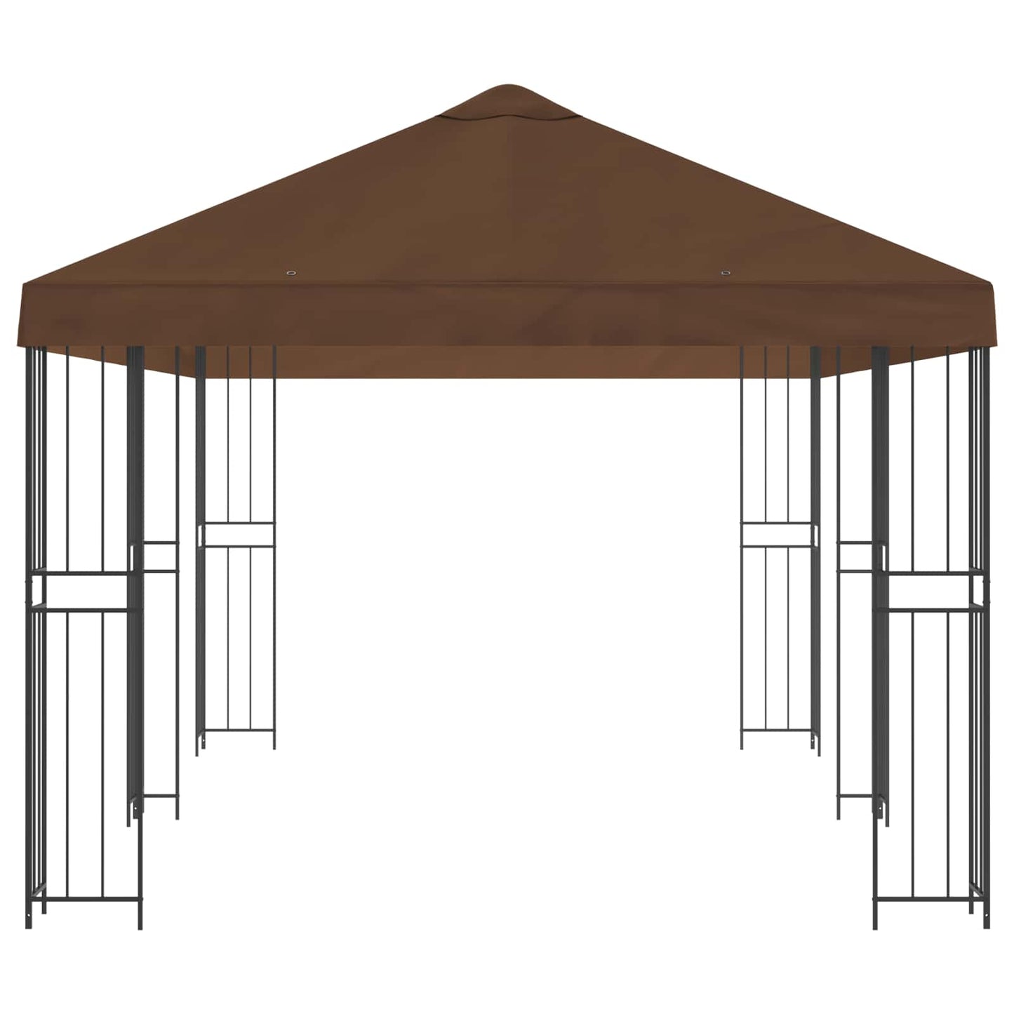 Paviljoen met zijwanden 6 x 3 m Bruin Polyester en staal 190