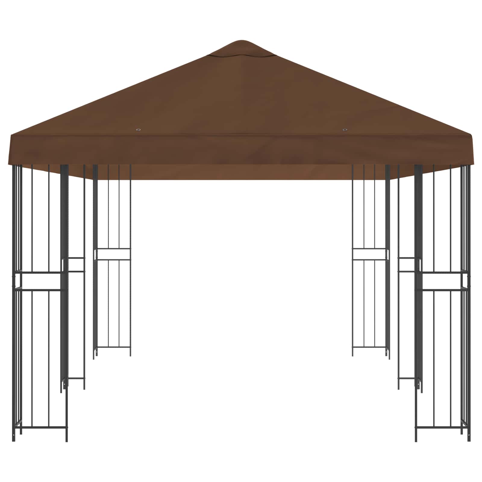 Paviljoen met zijwanden 6 x 3 m Bruin Polyester en staal 190