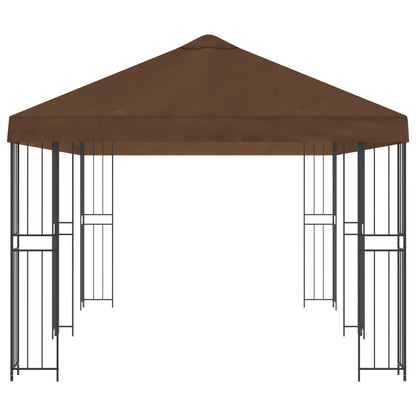 Paviljoen met zijwanden 6 x 3 m Bruin Polyester en staal 190
