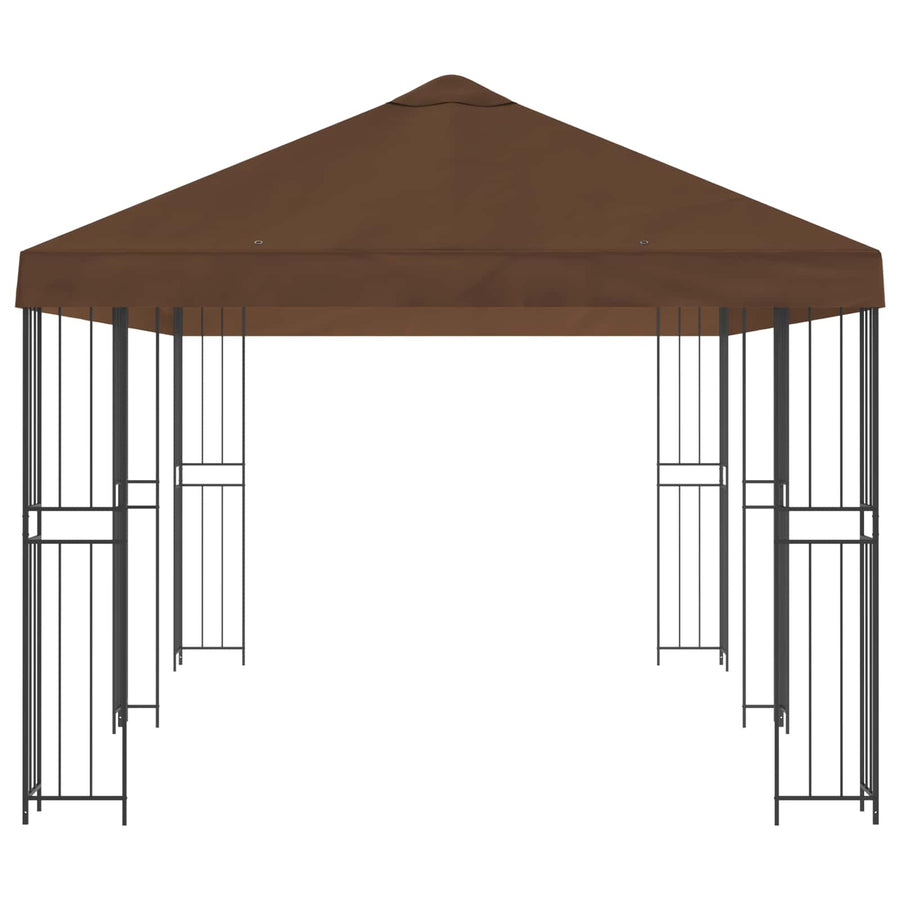 Paviljoen met zijwanden 6 x 3 m Bruin Polyester en staal 190