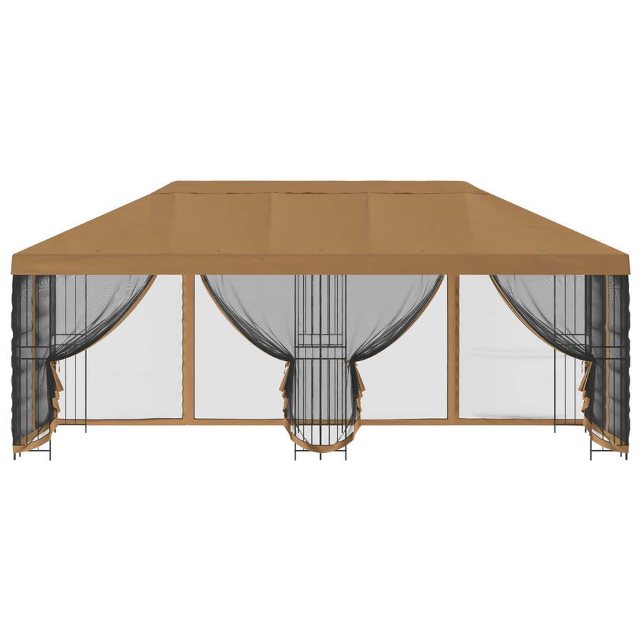 Paviljoen met zijwanden 6 x 3 m Beige Polyester en staal 190