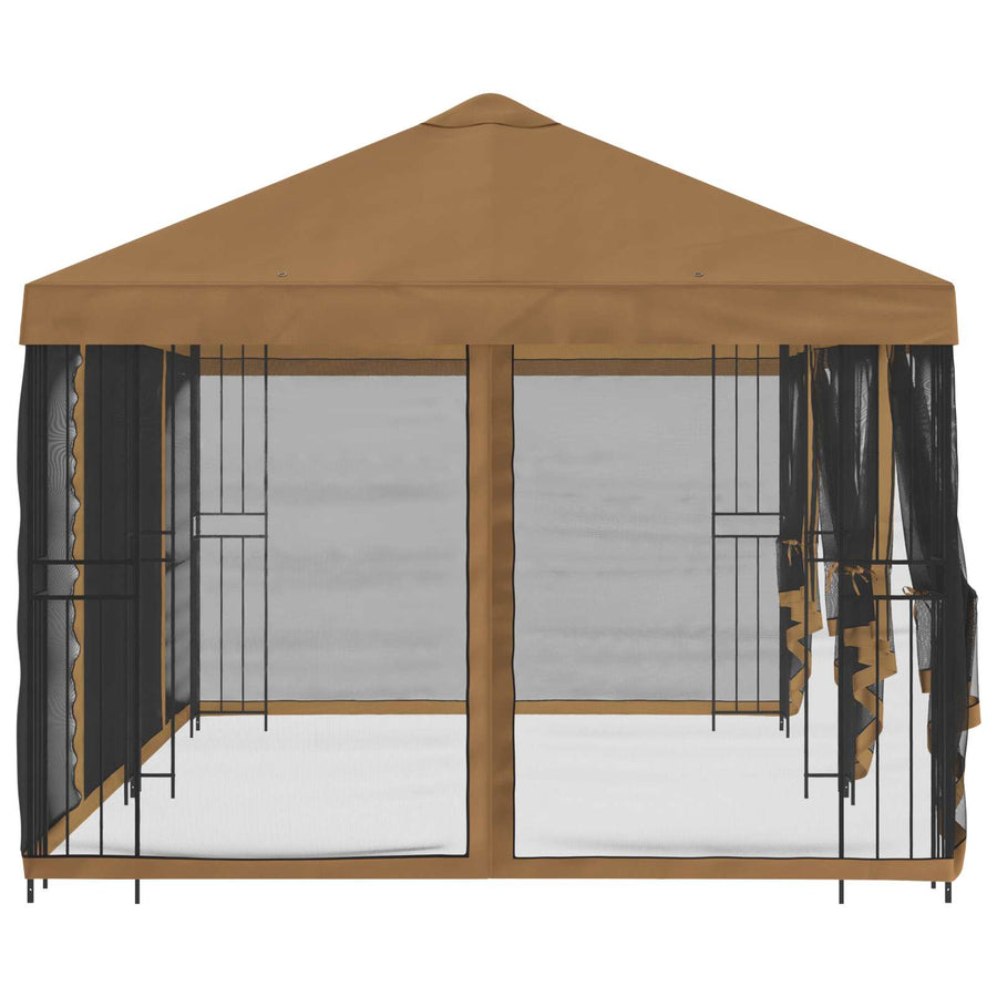 Paviljoen met zijwanden 6 x 3 m Beige Polyester en staal 190