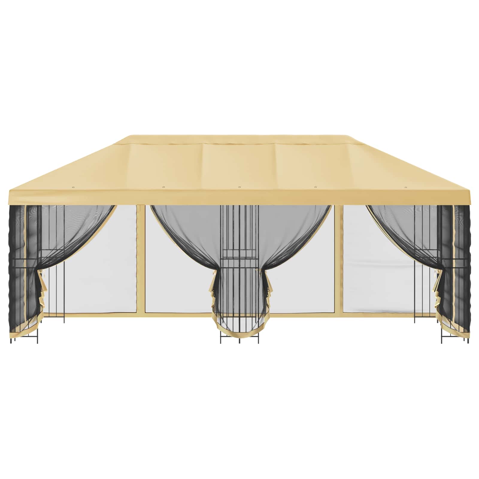 Paviljoen met zijwanden 6 x 3 m Crèmekleurig Polyester en staal