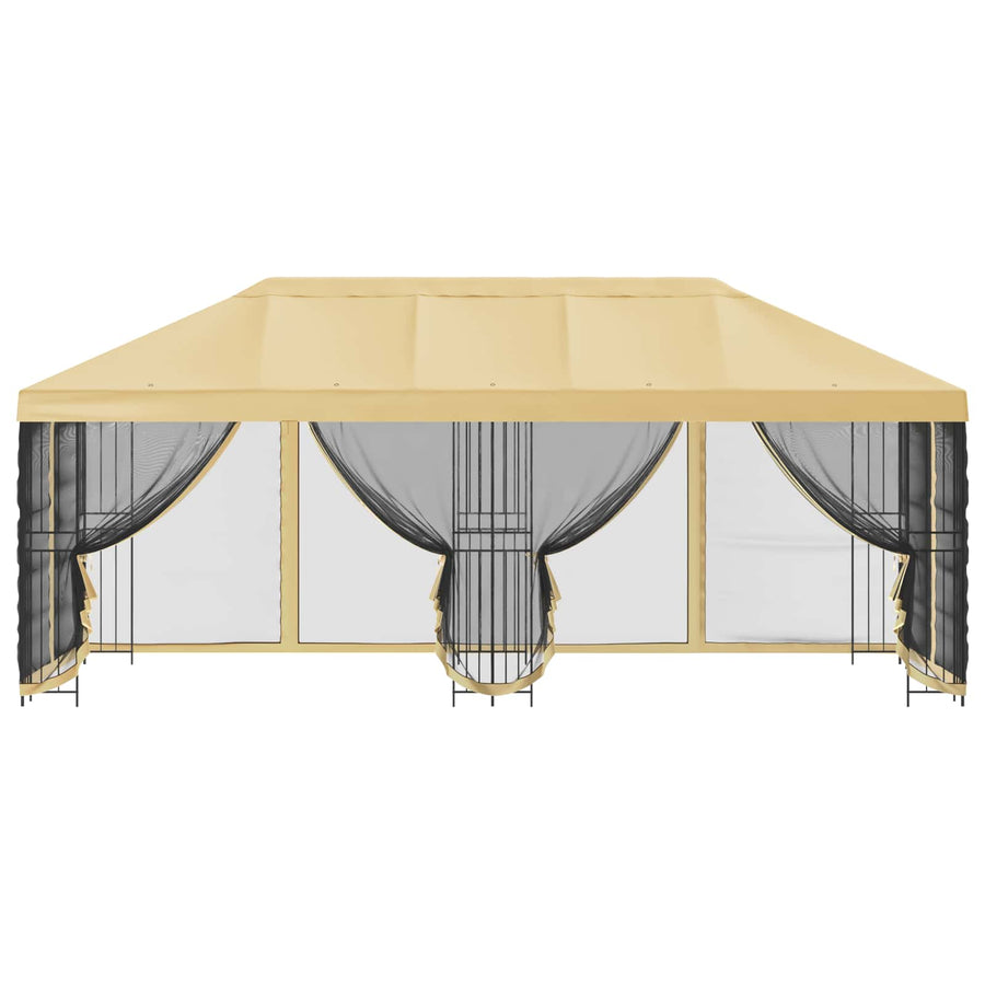 Paviljoen met zijwanden 6 x 3 m Crèmekleurig Polyester en staal