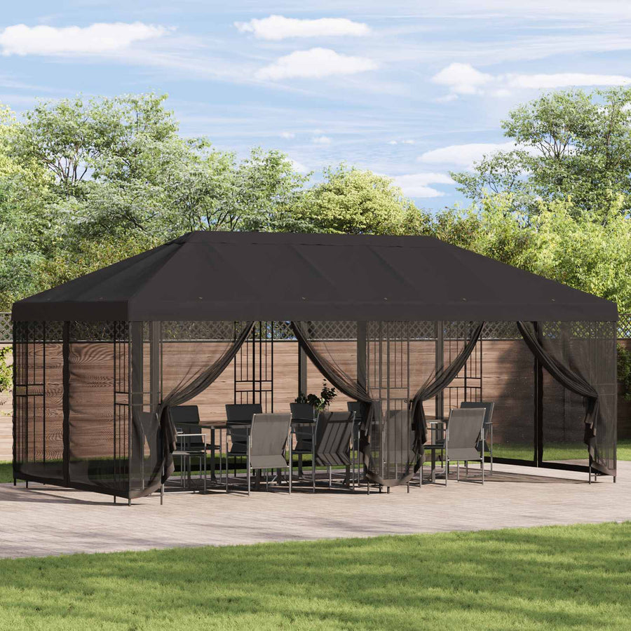 Paviljoen met zijwanden 6 x 3 m Antracietkleurig