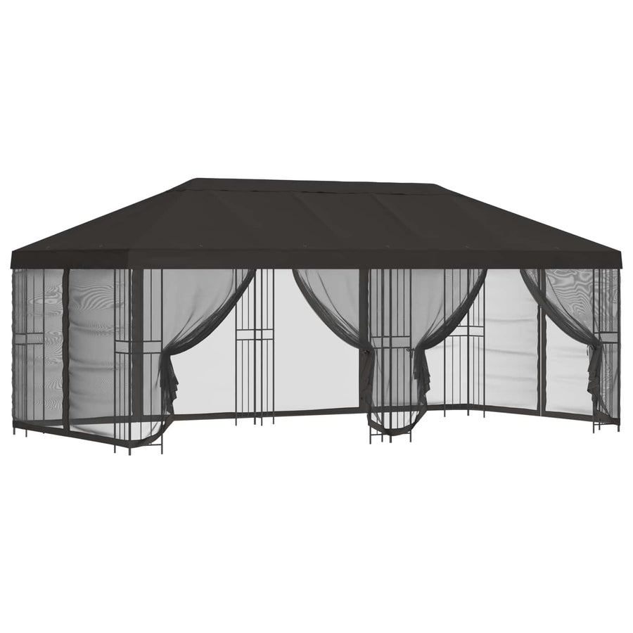 Paviljoen met zijwanden 6 x 3 m Antracietkleurig
