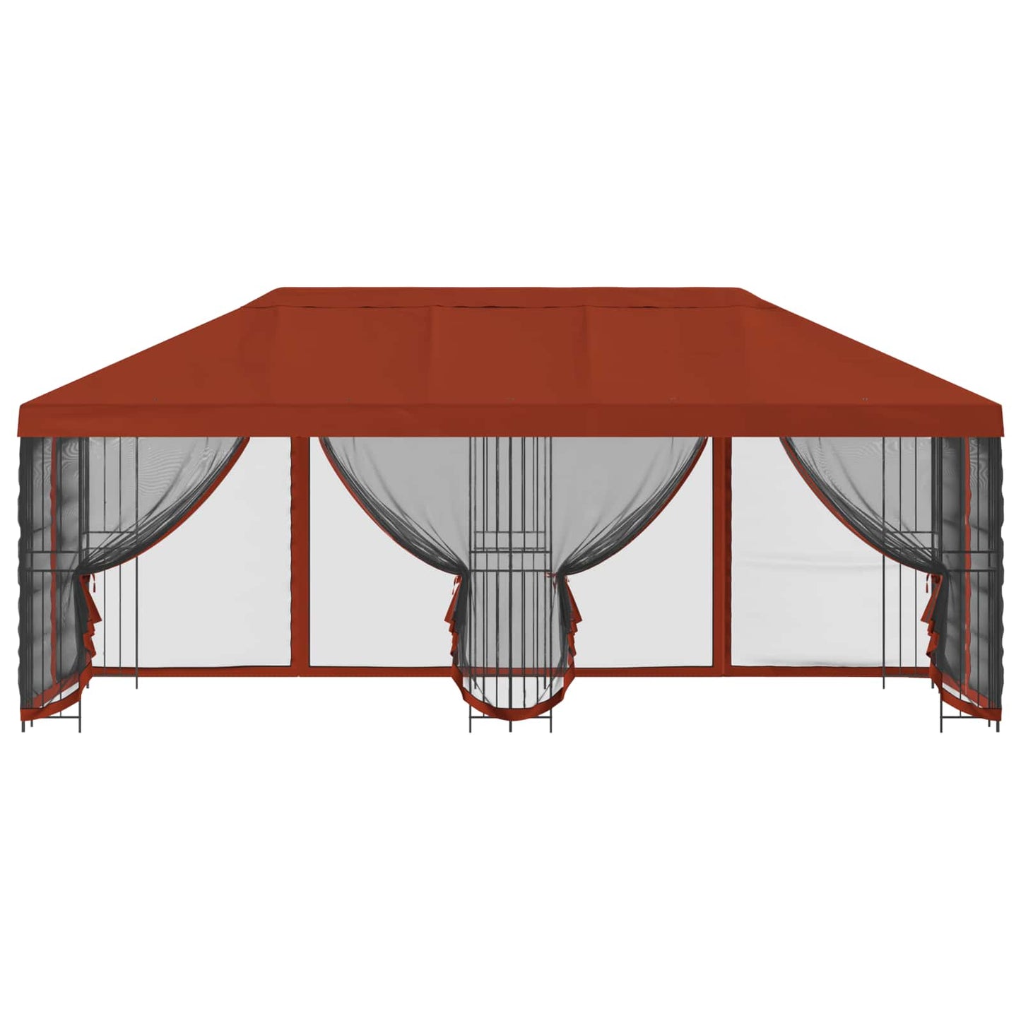 Paviljoen met zijwanden 6 x 3 m Terracotta Polyester en staal