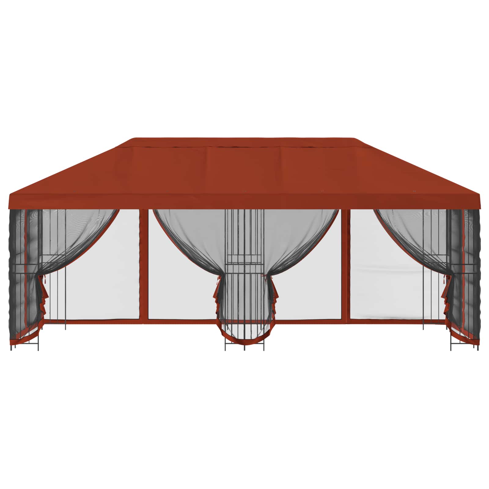 Paviljoen met zijwanden 6 x 3 m Terracotta Polyester en staal
