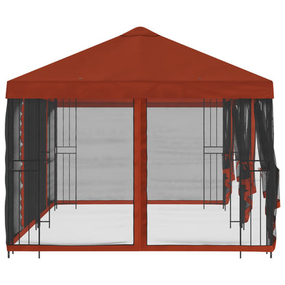 Paviljoen met zijwanden 6 x 3 m Terracotta Polyester en staal