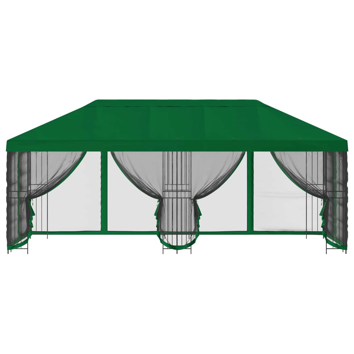 Paviljoen met zijwanden 6 x 3 m Groen Polyester en staal 190