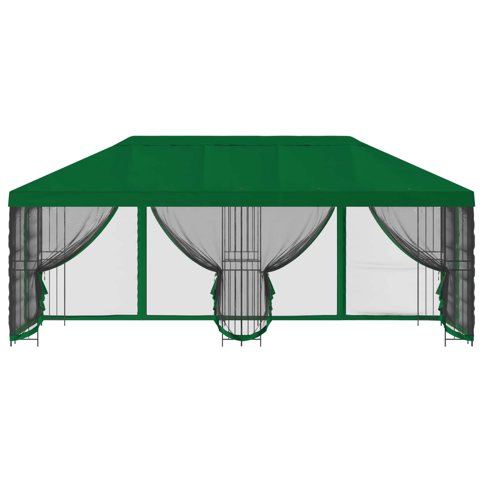 Paviljoen met zijwanden 6 x 3 m Groen Polyester en staal 190