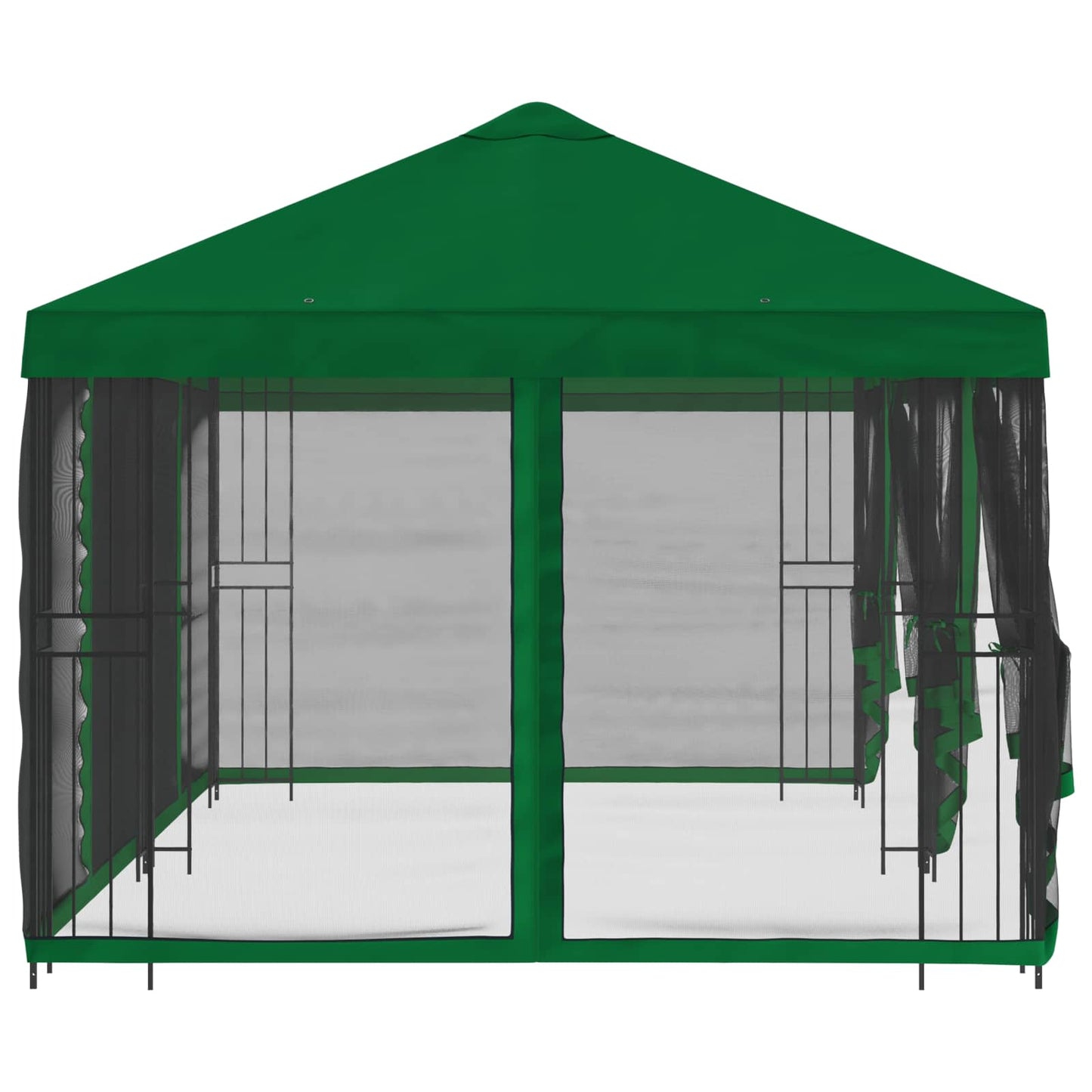Paviljoen met zijwanden 6 x 3 m Groen Polyester en staal 190