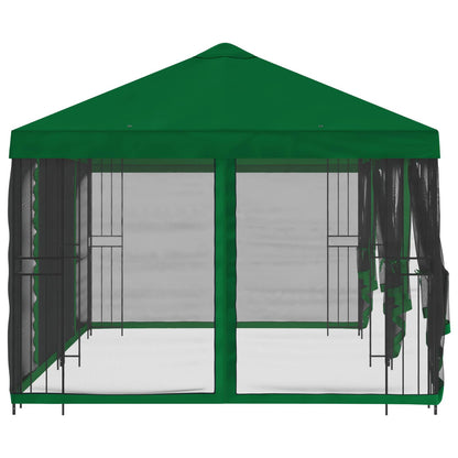 Paviljoen met zijwanden 6 x 3 m Groen Polyester en staal 190