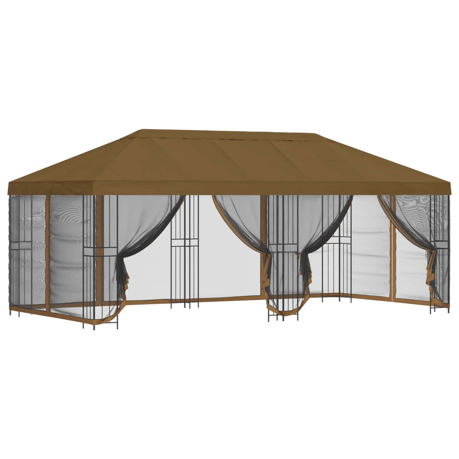 Paviljoen met zijwanden 6 x 3 m Taupe Polyester en staal 190