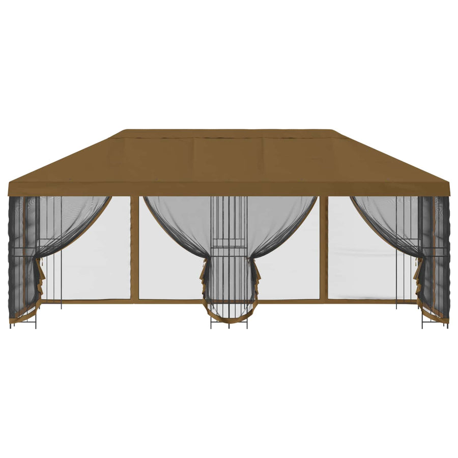 Paviljoen met zijwanden 6 x 3 m Taupe Polyester en staal 190