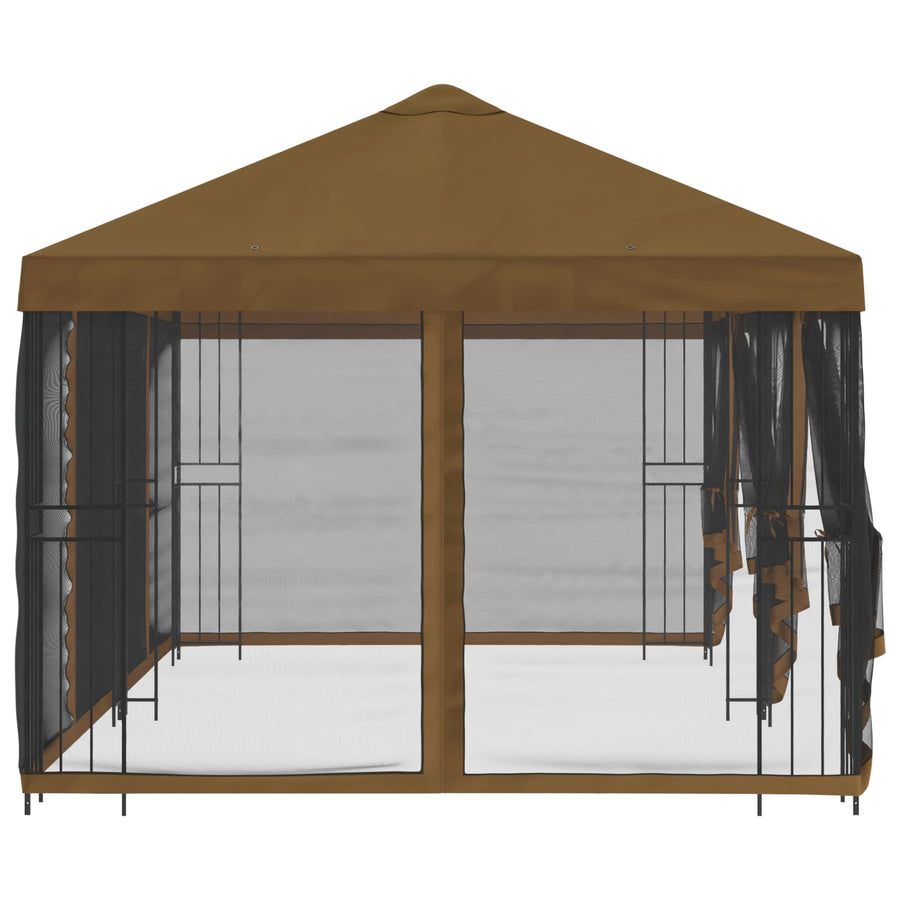 Paviljoen met zijwanden 6 x 3 m Taupe Polyester en staal 190