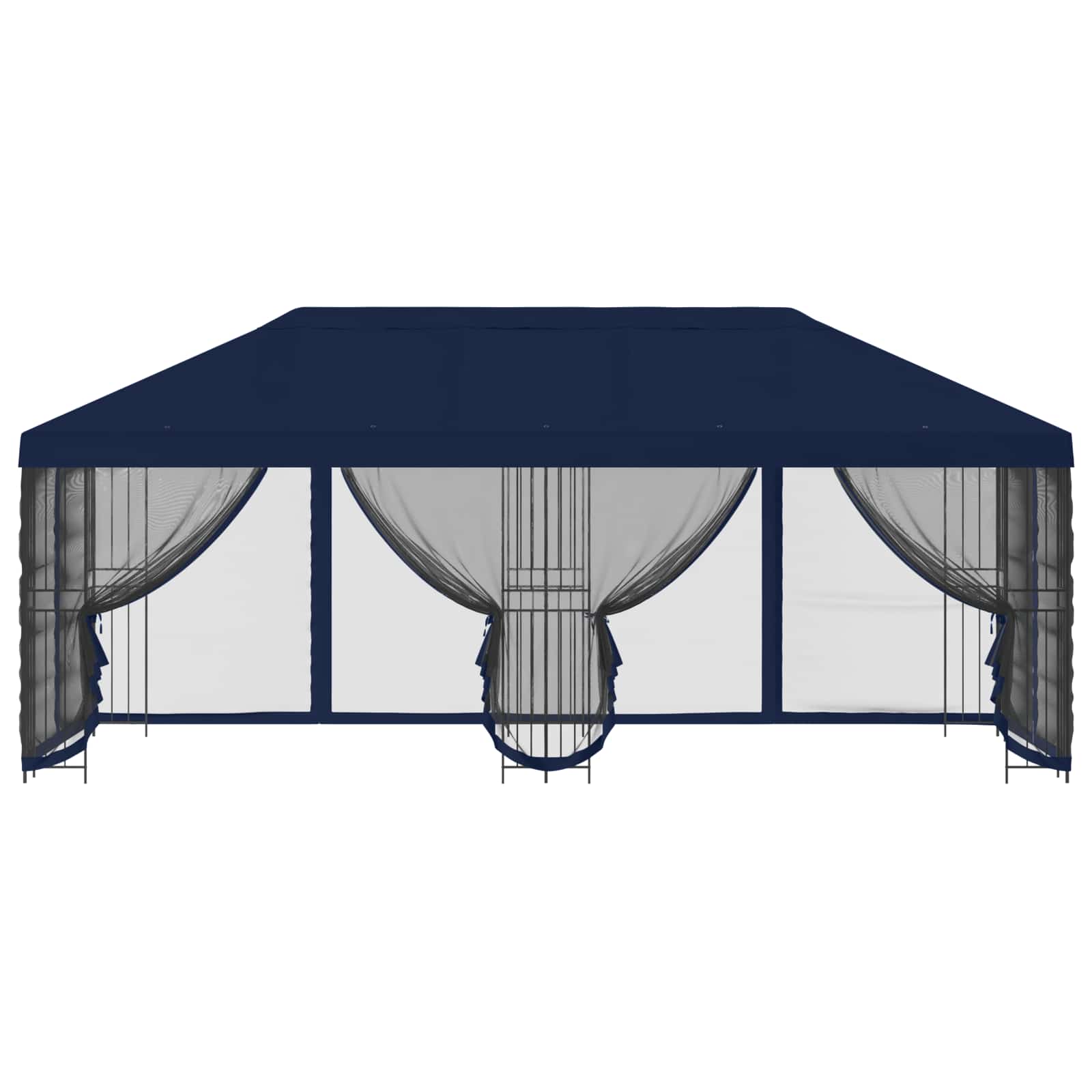 Paviljoen met zijwanden 6 x 3 m Blauw Polyester en staal 190