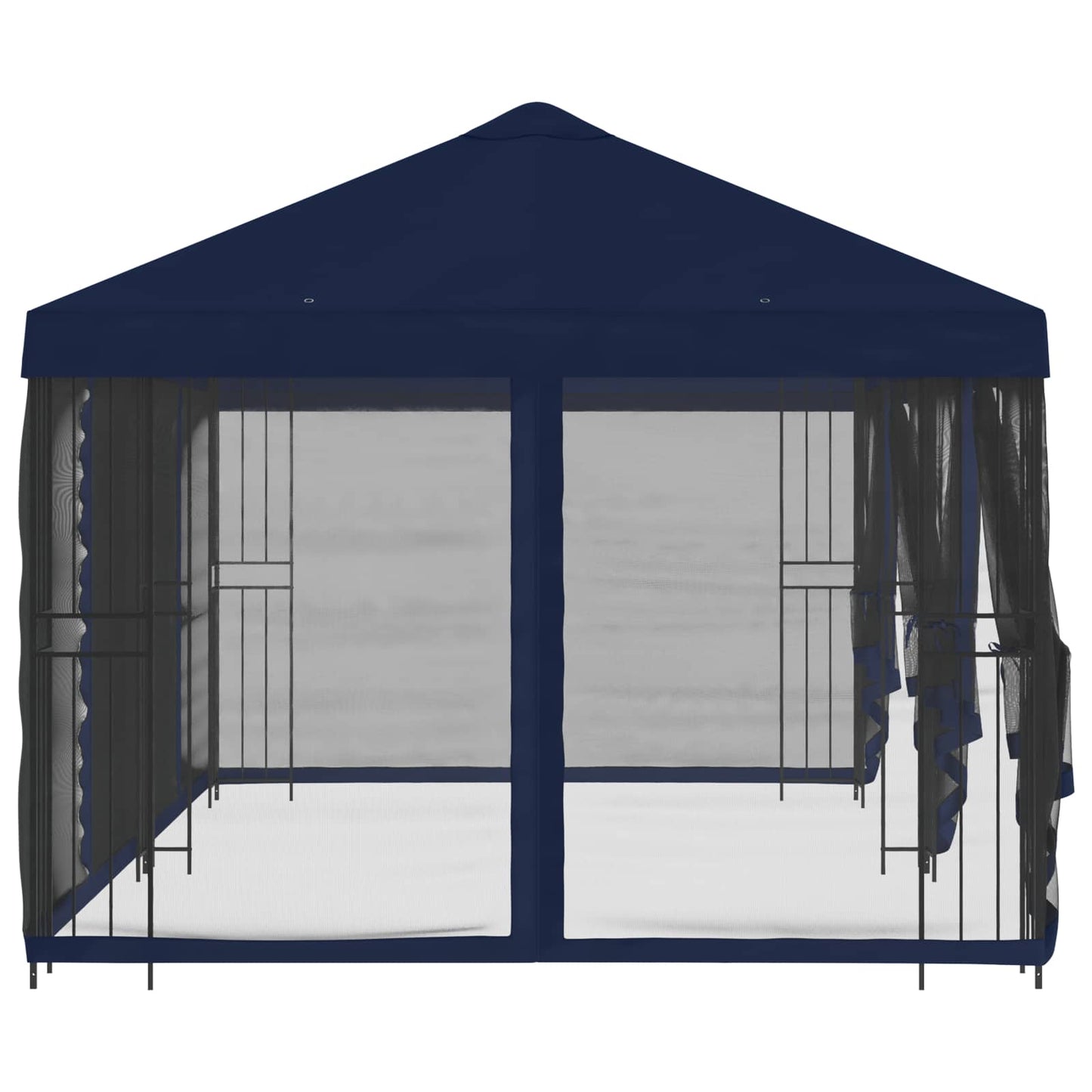 Paviljoen met zijwanden 6 x 3 m Blauw Polyester en staal 190