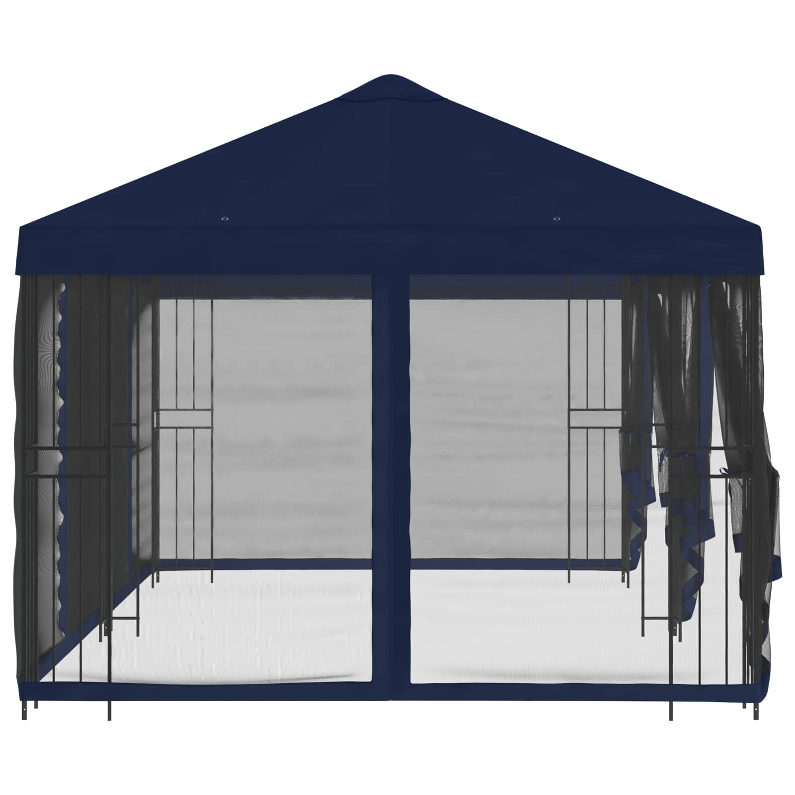 Paviljoen met zijwanden 6 x 3 m Blauw Polyester en staal 190