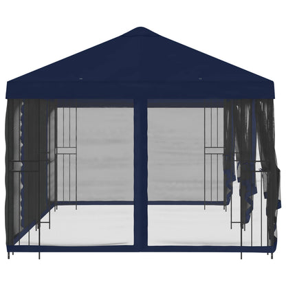 Paviljoen met zijwanden 6 x 3 m Blauw Polyester en staal 190