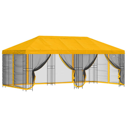 Paviljoen met zijwanden 6 x 3 m Geel Polyester en staal 190