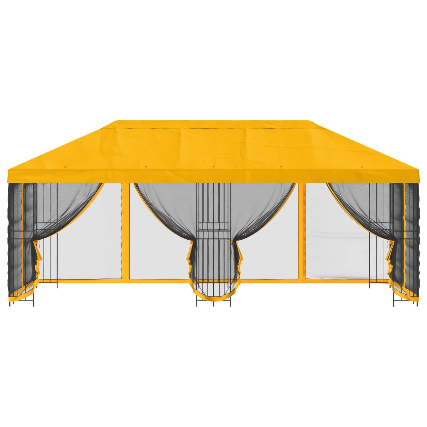 Paviljoen met zijwanden 6 x 3 m Geel Polyester en staal 190