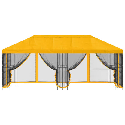 Paviljoen met zijwanden 6 x 3 m Geel Polyester en staal 190