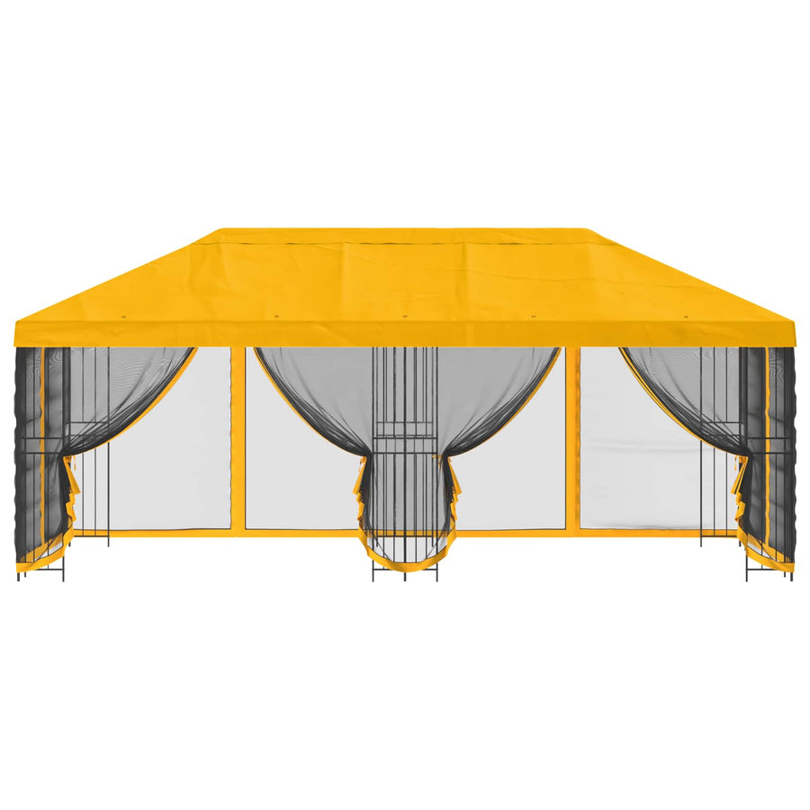 Paviljoen met zijwanden 6 x 3 m Geel Polyester en staal 190