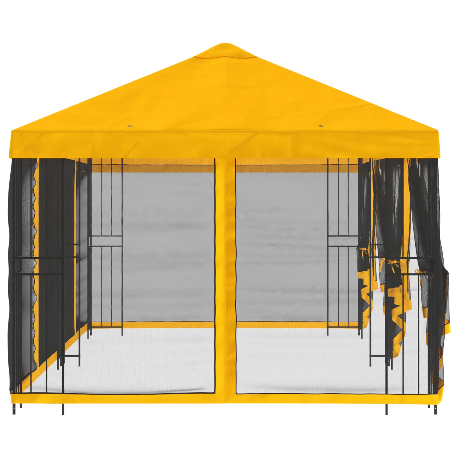 Paviljoen met zijwanden 6 x 3 m Geel Polyester en staal 190