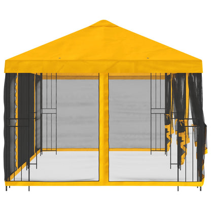 Paviljoen met zijwanden 6 x 3 m Geel Polyester en staal 190