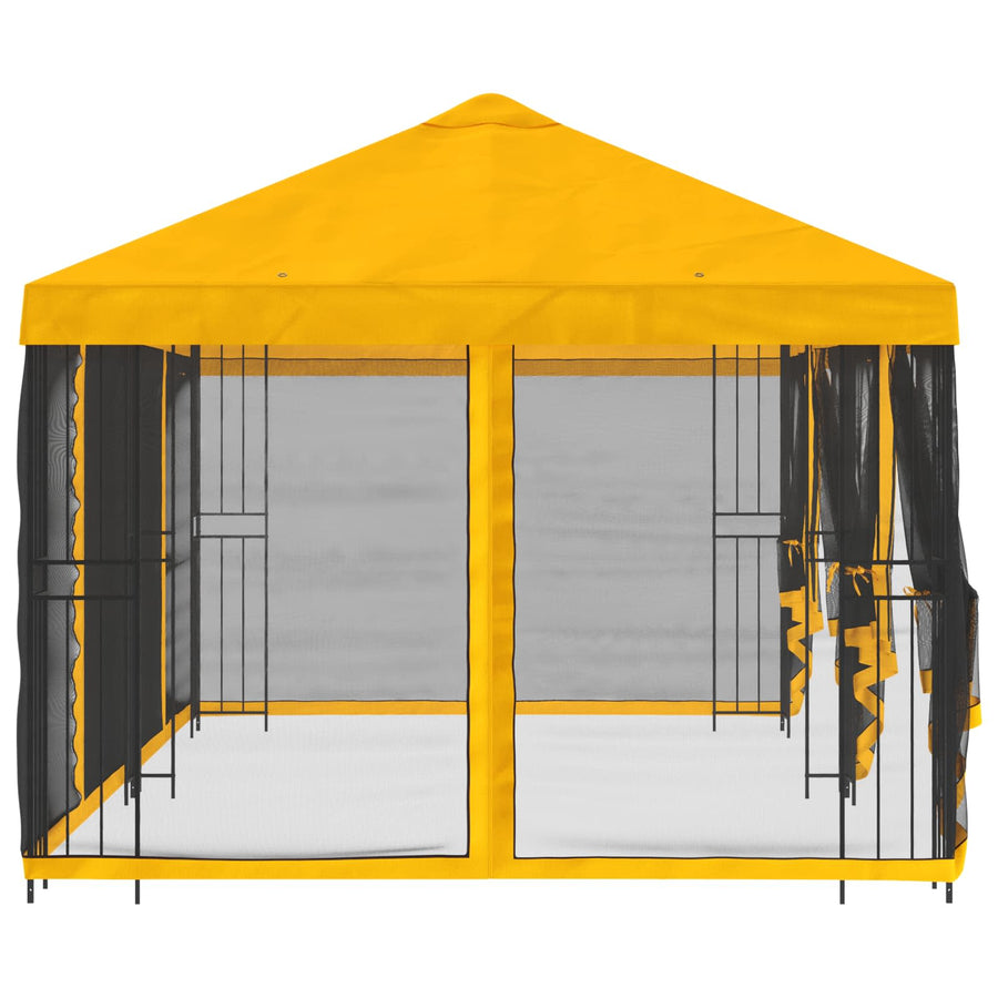 Paviljoen met zijwanden 6 x 3 m Geel Polyester en staal 190
