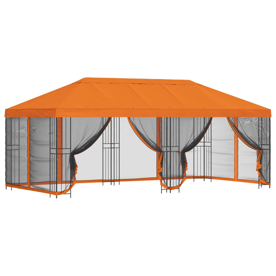 Paviljoen met zijwanden 6 x 3 m Oranje Polyester en staal 190