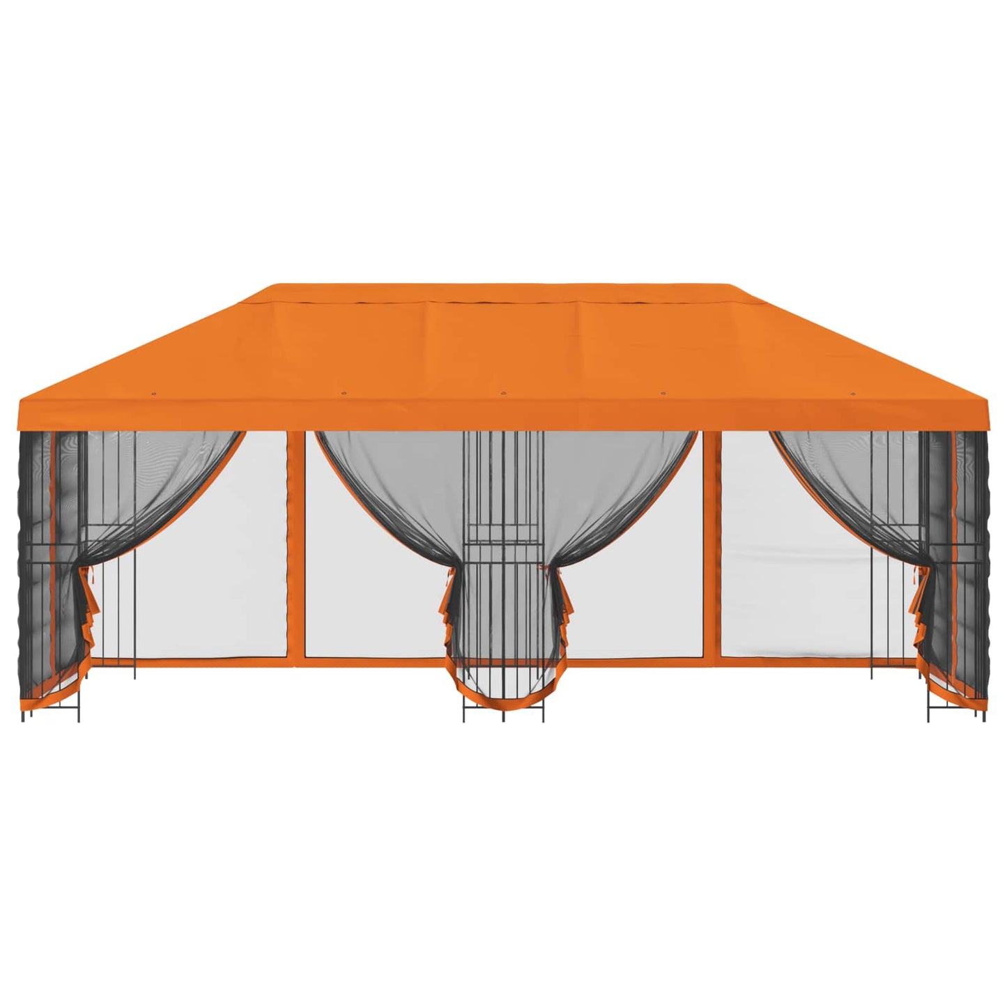 Paviljoen met zijwanden 6 x 3 m Oranje Polyester en staal 190