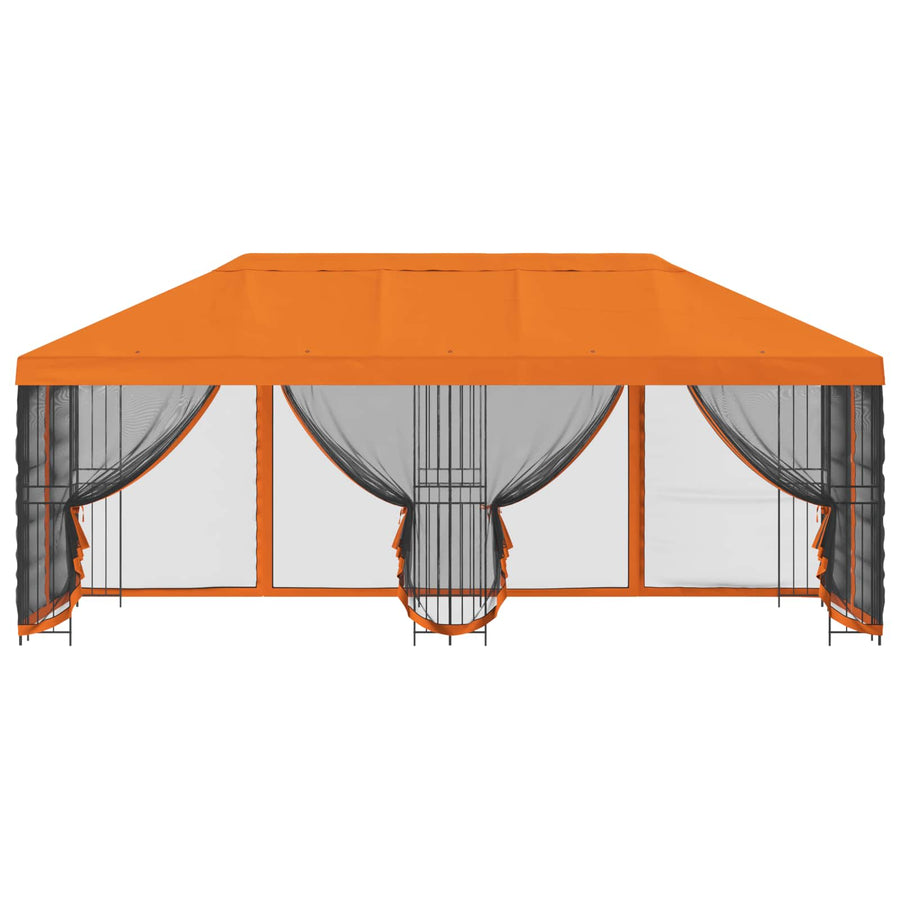 Paviljoen met zijwanden 6 x 3 m Oranje Polyester en staal 190