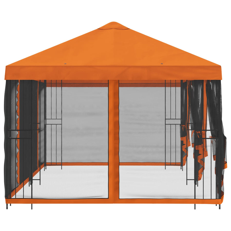 Paviljoen met zijwanden 6 x 3 m Oranje Polyester en staal 190