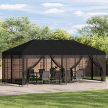 Paviljoen met zijwanden 6 x 3 m Zwart Polyester en staal 190
