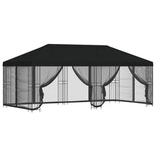 Paviljoen met zijwanden 6 x 3 m Zwart Polyester en staal 190