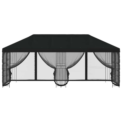 Paviljoen met zijwanden 6 x 3 m Zwart Polyester en staal 190