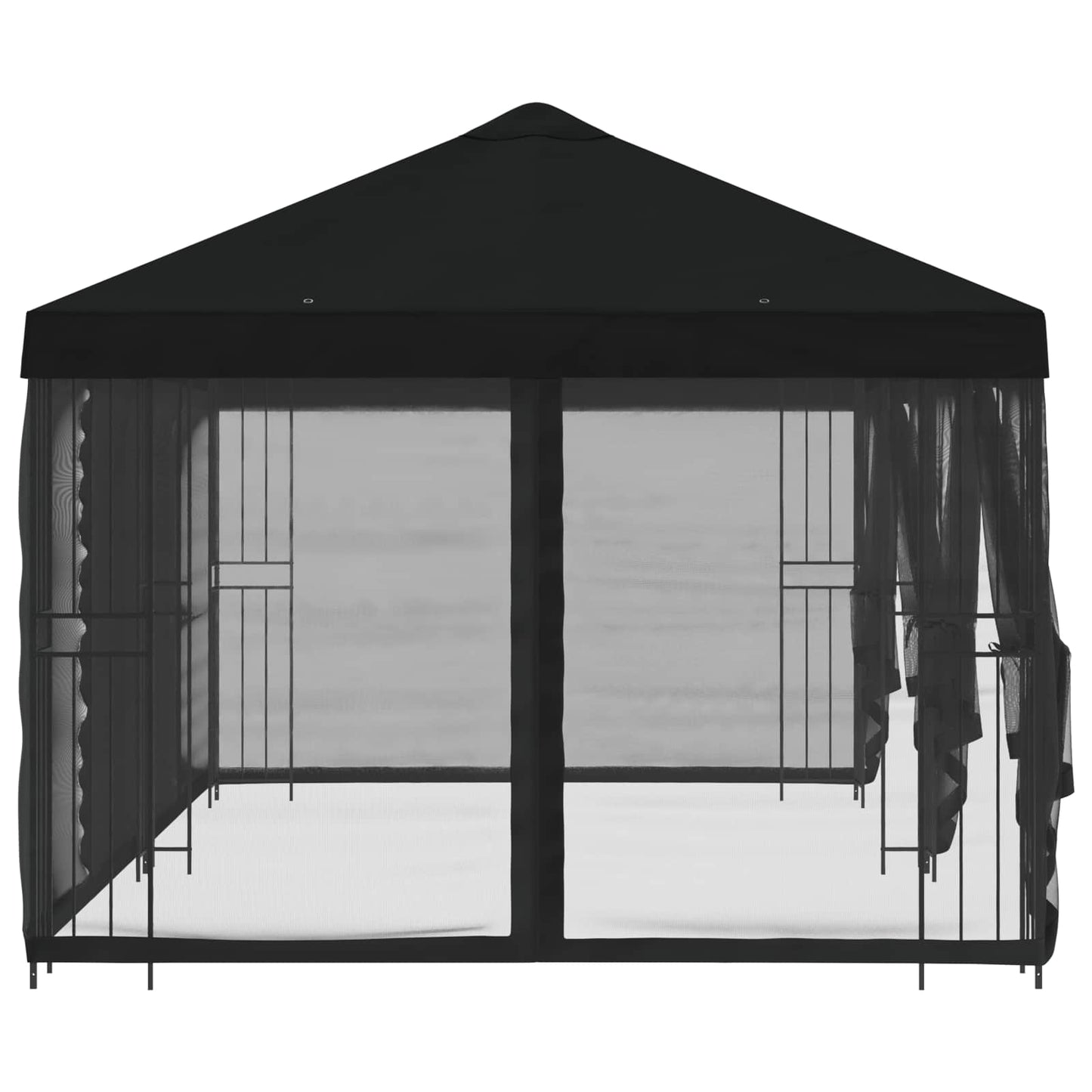 Paviljoen met zijwanden 6 x 3 m Zwart Polyester en staal 190