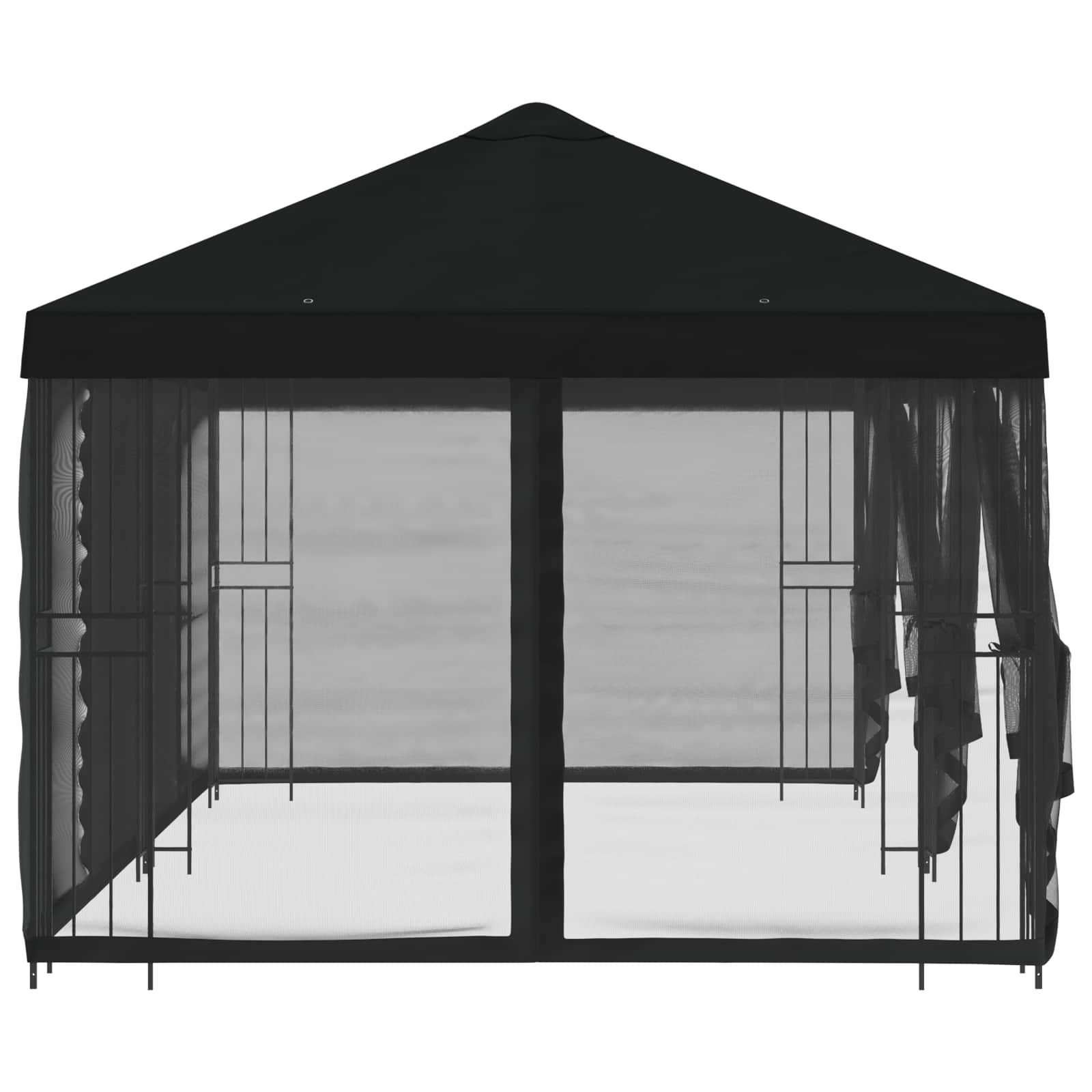 Paviljoen met zijwanden 6 x 3 m Zwart Polyester en staal 190