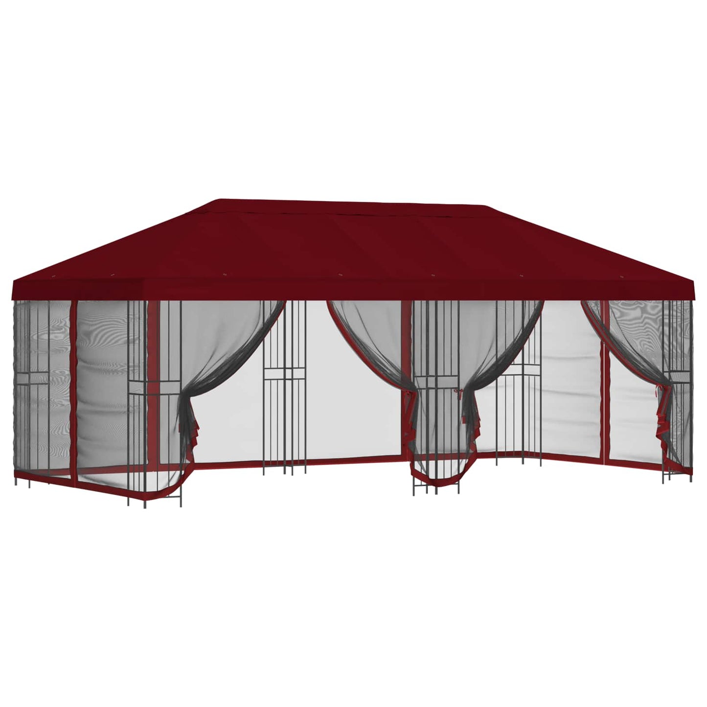 Paviljoen met zijwanden 6 x 3 m Bordeauxrood Polyester en staal