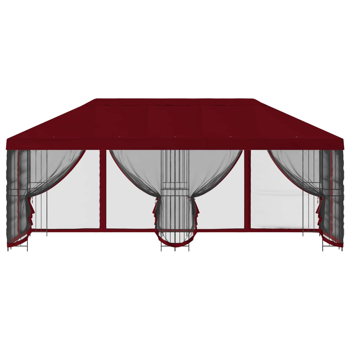 Paviljoen met zijwanden 6 x 3 m Bordeauxrood Polyester en staal