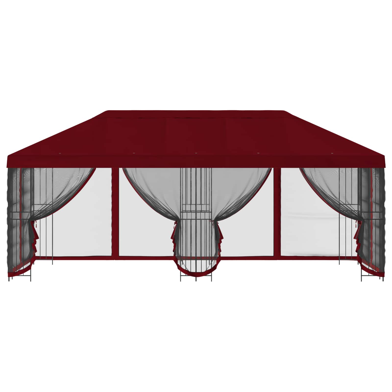 Paviljoen met zijwanden 6 x 3 m Bordeauxrood Polyester en staal