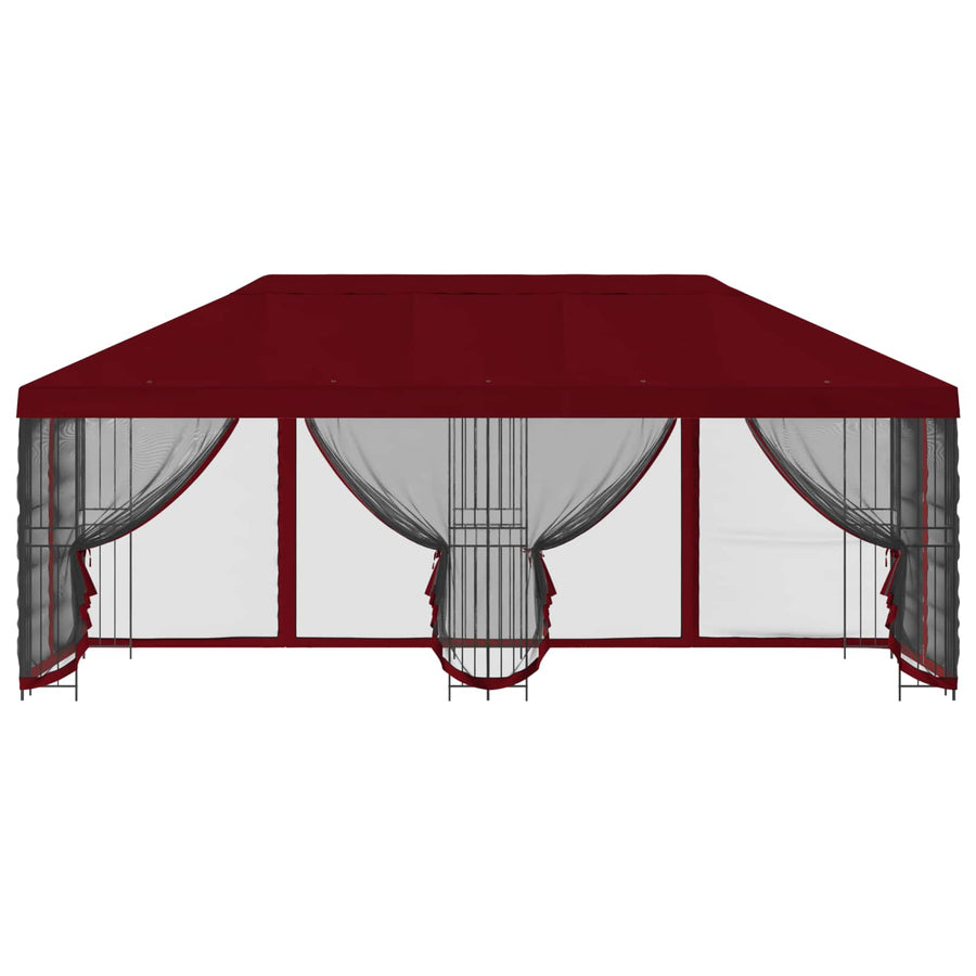 Paviljoen met zijwanden 6 x 3 m Bordeauxrood Polyester en staal