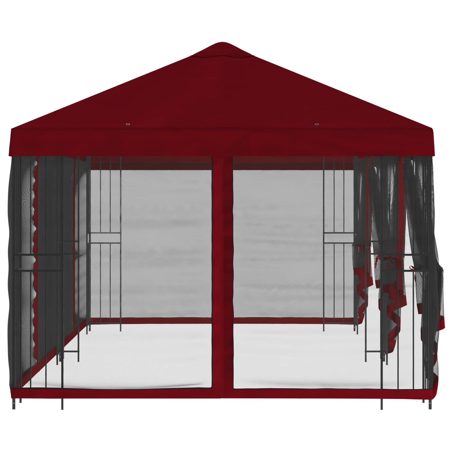 Paviljoen met zijwanden 6 x 3 m Bordeauxrood Polyester en staal