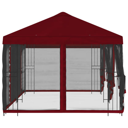Paviljoen met zijwanden 6 x 3 m Bordeauxrood Polyester en staal