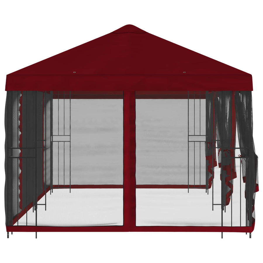 Paviljoen met zijwanden 6 x 3 m Bordeauxrood Polyester en staal
