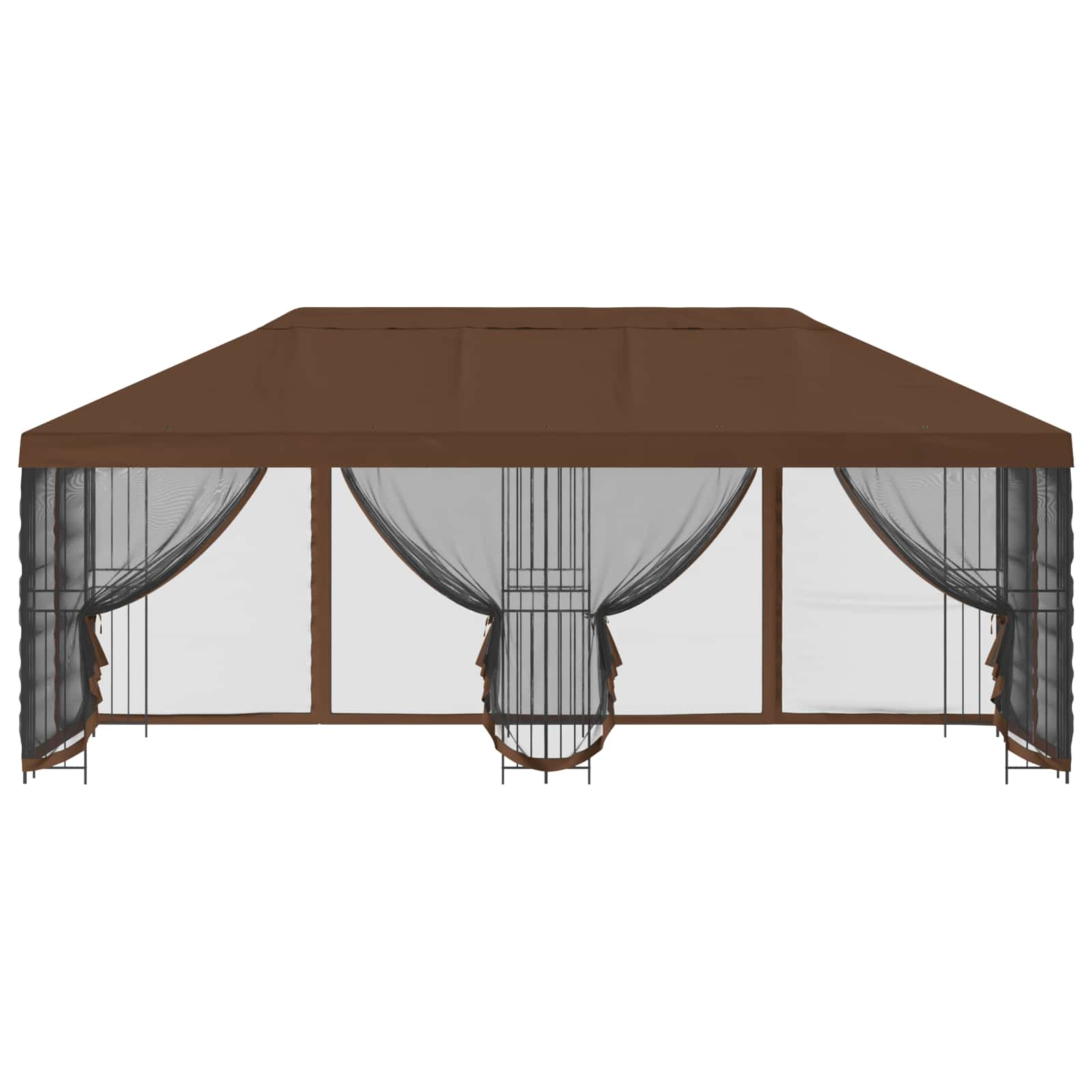 Paviljoen met zijwanden 6 x 3 m Bruin Polyester en staal 190