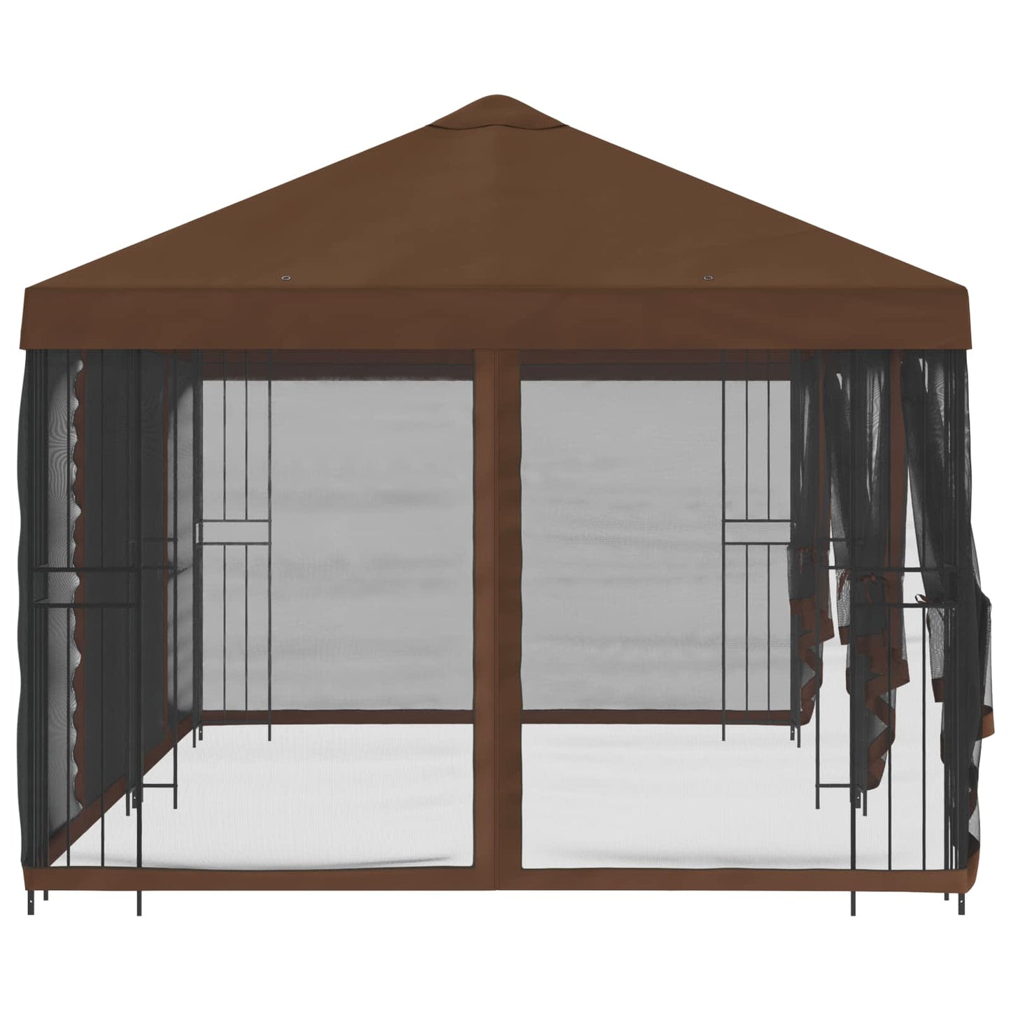 Paviljoen met zijwanden 6 x 3 m Bruin Polyester en staal 190